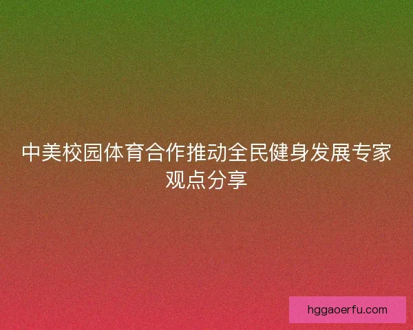 中美校园体育合作推动全民健身发展专家观点分享