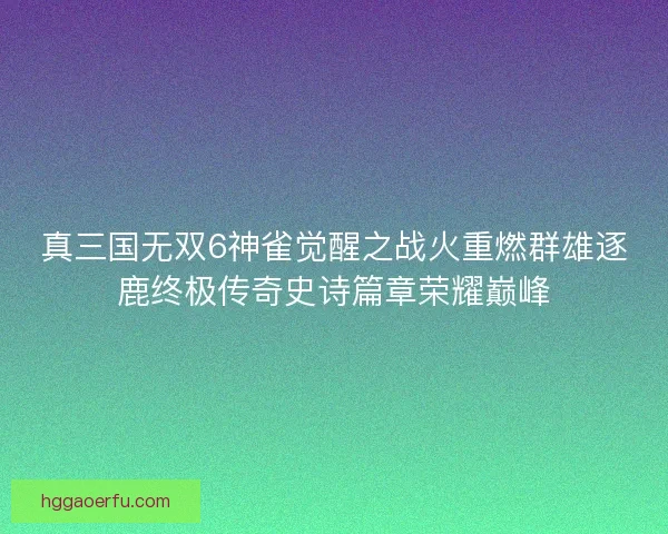 真三国无双6神雀觉醒之战火重燃群雄逐鹿终极传奇史诗篇章荣耀巅峰
